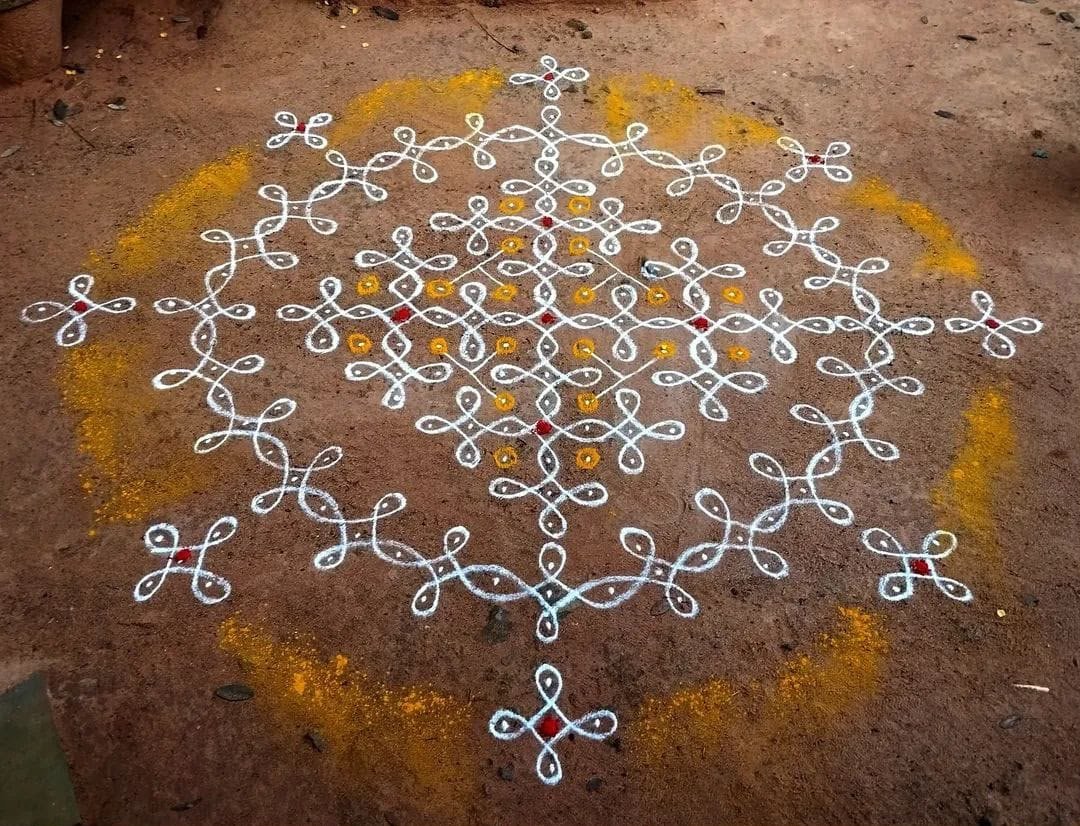 Sacred Kolam practice in Auroville
